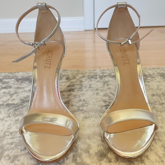 Schutz Cadey Lee Strap Sandal Heel in Silver - Picture 3 of 4